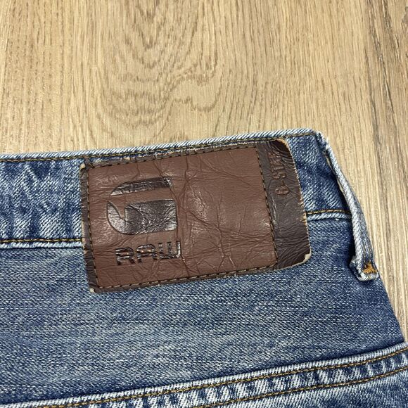 G-Star RAW Arc 3D Slim Jeans Mens 34x32 Blue Medium Wash Distressed Faded Denim - Picture 9 of 12